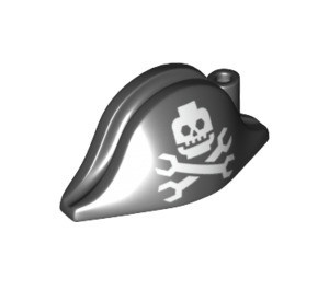 2528pb03-11 Ronde hoed (Piraten enz) met groter doodshoofd zwart NIEUW *0L0000