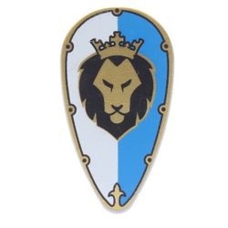 2586pb006-86G Schild ovaal met kop leeuw wit/blauw grijs, licht (blauwachtig) gebruikt *0L0000