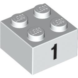 3003pb035-1 Steen 2x2 opdruk 1 wit NIEUW *5K0000