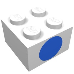 3003px9-1G Steen 2x2 blauwe cirkel wit gebruikt *5V10-04