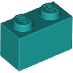 3004-39G Steen 1x2 turquoise, donker gebruikt *1A010