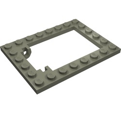 30041-10G Platte plaat 6x8 met trapgat voor luik korte scharnier donker, grijs (klassiek) gebruikt *3R0000