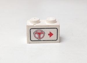 3004pb021R-1G Steen 1x2 Airport Shuttle logo met pijl naar rechts (Sticker) wit gebruikt *5V02-03