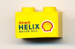 3004pb068-3G Steen 1x2 SHELL HELIX MOTOR OILS op beide zijdes (Sticker) geel gebruikt *5V02-06