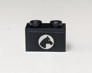 3004pb076R-7G Steen 1x2 met paard (Sticker) zwart gebruikt *5V02-13