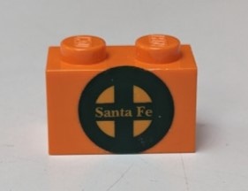 3004pb095-4G Steen 1x2 Santa Fe (Sticker) oranje gebruikt *5V02-14