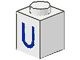 3005-U-1G Steen 1x1 met letter U wit gebruikt *5V01-08