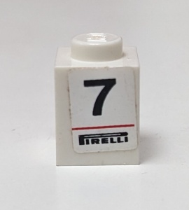 3005pb022-1G Steen 1x1 met nummer 7 (Sticker) wit gebruikt *5V01-03