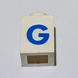 3005ptGb-1G Steen 1x1 met letter G dik wit gebruikt *5V01-13