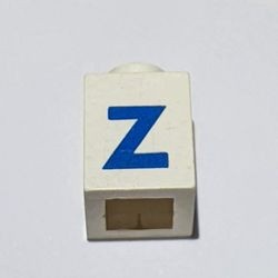 3005ptZb-1G Steen 1x1 met letter Z dik wit gebruikt *5V01-14