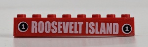 3008pb105-5G Steen 1x8 ROOSEVELT ISLAND (Sticker) rood gebruikt *5V08-07