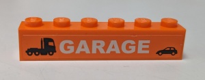 3009pb118-4G Steen 1x6 GARAGE (Sticker) oranje gebruikt *5V06-12