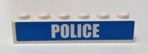 3009pb123-1G Steen 1x6 POLICE op blauwe achtergrond (Sticker) wit gebruikt *5V06-04