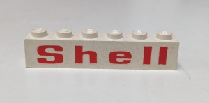 3009pb156-1G Steen 1x6 Shell tekst wijd met geblokte e wit gebruikt *5V06-05
