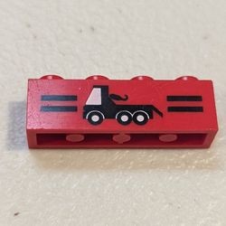 3010pb013-5G Steen 1x4 met vrachtauto rood gebruikt *5V04-09
