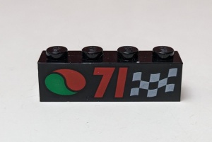 3010pb014-11G Steen 1x4 Octan Logo, 71 en geblokte vlag zwart gebruikt *5V04-18