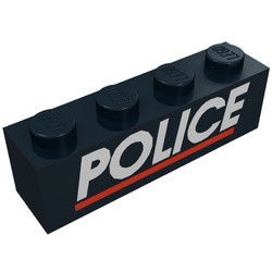 3010pb030-11G Steen 1x4 POLICE en rode lijn zwart gebruikt *5V04-18