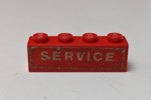 3010pb063-5G Steen 1x4 SERVICE (Sticker) rood gebruikt *5V04-11