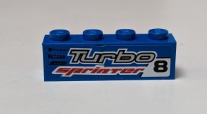 3010pb114L-7G Steen 1x4 Turbo en Red Sprinter Links (Sticker) blauw gebruikt *5V04-15