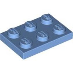 3021-42G Platte plaat 2x3 blauw, midden gebruikt *1B363
