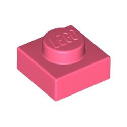 3024-220 Platte plaat 1x1 rood, koraal NIEUW *1B168