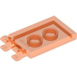 30350-18 Tegel 2x3 met twee clips aan uiteinde transparant neonoranje NIEUW *0D0000