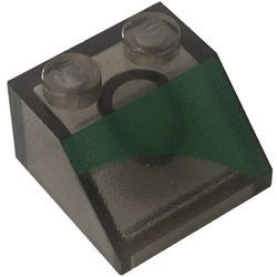 3039px17-13G Dakpan bedrukt 45 2x2 met groen patroon LINKS transparant bruin (naam was: trans ZWART) gebruikt *5R000