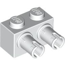 30526-1G Steen 1x2 met TWEE pinnen wit gebruikt *1D009