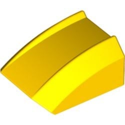 30602-3G Dakpan rond 2x2 ribbeltjes (geen noppen bovenop) geel gebruikt *1D028