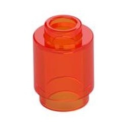 3062b-18G Steen 1x1 rond- met inkeping onder, open nop transparant neonoranje gebruikt *1B335