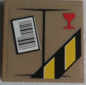 3068bpb1092-69G Tegel 2x2 verhuisdoos (sticker) crème,donker gebruikt *5T05-26