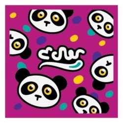 3068pb1536-71 Tegel 2x2 Beatbit Album Cover - Panda's magenta NIEUW *