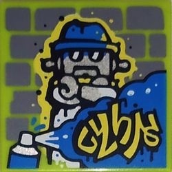 3068pb1777-34 Tegel 2x2 Beatbit Album Cover - Graffiti lime NIEUW *