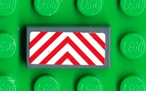3069bpb0138-85G Tegel 1x2 met strepen (Sticker) grijs, donker (blauwachtig) gebruikt *5T02-23