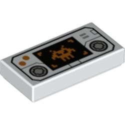 3069pb0442-1 Tegel 1x2 met Video game en oranje knoppen wit NIEUW *1L000