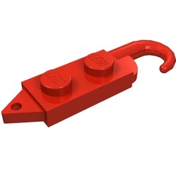 3127a-5G Plaat 1x2 met winkelhaak dichte noppen 1 zijde rood gebruikt *0D001