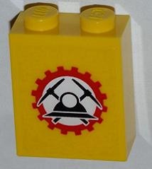 3245cpb014-3G Steen 1x2x2 Logo mijnwerkers geel gebruikt *2-4