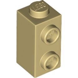 32952-2 Steen 1x2 HOOG met twee noppen 1 (!) zijde crème NIEUW *1B037