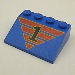 3297px21-7G Dakpan bedrukt 33 3x4 met nummer 1 op rode strepen blauw gebruikt *5R000