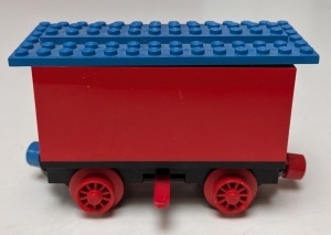 3443c04-5G Batterijbox wagen, rode switch, blauwe en rode magneten en blauw dak rood gebruikt *