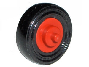 3464c01-5G Wiel met gladde band twee asjes rood gebruikt *5W000
