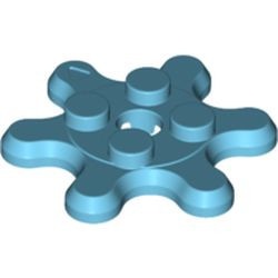 35442-156 Platte plaat 2x2 rond met 6 tanden/bloemvorm blauw, middenazuur NIEUW *0L000