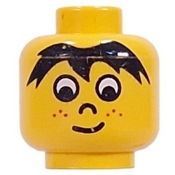3626px19-3 Hoofd, met zwart haar, rode sproeten en glimlach geel NIEUW *0B0000