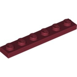 3666-59 Platte plaat 1x6 rood, donker NIEUW *1B176