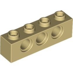 3701-2 Technic, steen 1x4 met 3 gaten crème NIEUW *