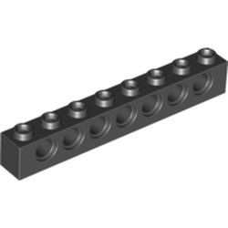 3702-11 Technic, steen 1x8 met 7 gaten zwart NIEUW *