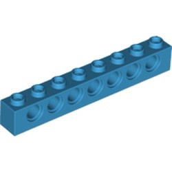 3702-153 Technic, steen 1x8 met 7 gaten blauw, donkerazuur NIEUW *