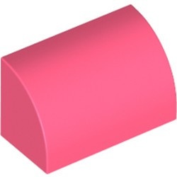 37352-220 Dakpan 1x2x1 halfrond rood, koraal NIEUW *1B074