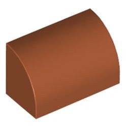 37352-68 Dakpan 1x2x1 halfrond oranje, donker NIEUW *1B074