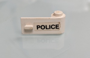 3821pb018-1G Autodeur 1x3x1 met 'Police' sticker, rechts (Set 6681) wit gebruikt *5S001